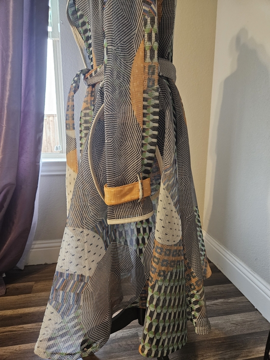 Lightweight Patterned Women's Duster Jacket - Yellow Accent - Picture 3 of 6